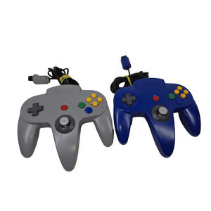 Vtg Nintendo 64 N64 Controllers Controller Wired Grey Blue Retro Gaming Video